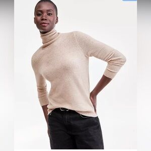 Charter Club Women's Cashmere Turtleneck Sweater Speckled Fawn Brown Size Large